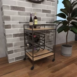 Metal And Wood 2 Tiered Wine Rack Chart Gray - Olivia & May -Home Style Deals Store GUEST f3c02e4f e43d 4b85 bf51 c30c7c348850