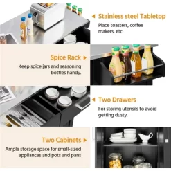 Yaheetech Large Kitchen Cart Kitchen Island On Wheels With Stainless Steel Countertop -Home Style Deals Store GUEST f4d5e1e3 5614 4412 8bf8 57aadcc2e764