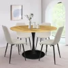 Harrison+Bingo 5-Piece Round-Shaped Wood Grain Dining Table Set With 4 Upholstered Chairs Black Legs-Maison Boucle