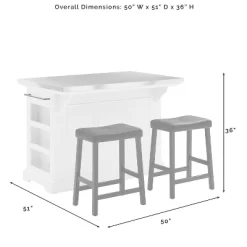 Julia Stainless Steel Top Kitchen Island With 2 Upholstered Saddle Counter Height Barstools White - Crosley -Home Style Deals Store GUEST f5c295cb 1e85 4997 8342 d271eefc3ff9