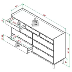 Mid-Century Modern Solid Wood 9 Drawer Horizontal Dresser - Saracina Home -Home Style Deals Store GUEST f5f0f1ab b228 4bb6 8748 20f45ddb371e