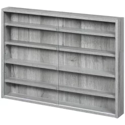 HOMCOM 5-storey Wall Shelf Display Cabinet, Shotglass Display Case With 2 Glass Doors And 4 Adjustable Shelves, Gray -Home Style Deals Store GUEST f6dbf44a d79d 43b8 803b 2b751f1c5031