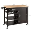 Costway 4-Tier Wood Kitchen Island Trolley Cart Storage Cabinet Brown