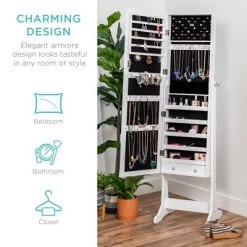 Best Choice Products 6-Tier Standing Mirror Lockable Storage Organizer Cabinet Armoire W/ Velvet Interior -Home Style Deals Store GUEST f818e215 067f 4a3a 8488 d36fe696f64c