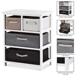 Costway Storage Drawer Unit 4 Woven Basket Cabinet Chest Bedside Table Nightstand 12 Costway Storage Drawer Unit 4 Woven Basket Cabinet Chest Bedside Table Nightstand -Home Style Deals Store GUEST f911e3ae 82d8 4d1b 9e32 04eb0fe31abf
