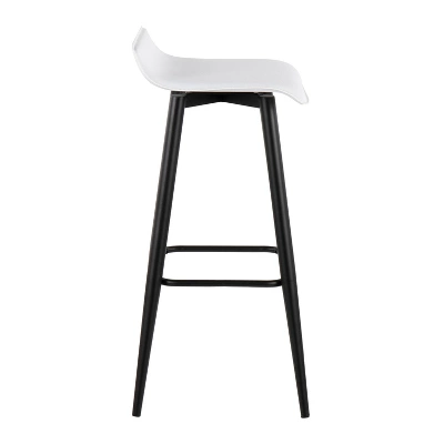 Set Of 2 Ale Faux Leather/Steel Barstools Black/White - LumiSource 2 Set Of 2 Ale Faux Leather/Steel Barstools Black/White - LumiSource - Image 2