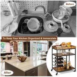 Costway 3-Tier Rolling Kitchen Cart Utility Trolley W/ Wine Bottle Rack 13 Costway 3-Tier Rolling Kitchen Cart Utility Trolley W/ Wine Bottle Rack -Home Style Deals Store GUEST faacce95 2d28 4558 ad23 606576f6654b