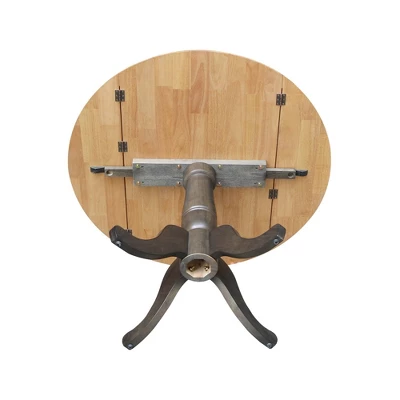 42" Nathaniel Round Dual Drop Leaf Dining Table Hickory/Washed Coal - International Concepts 7 42" Nathaniel Round Dual Drop Leaf Dining Table Hickory/Washed Coal - International Concepts - Image 7