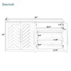 60" Storage Buffet Sideboard With Adjustable Shelves And Silver Handles - ModernLuxe -Home Style Deals Store GUEST fb2bbdfa a631 4e2d a587 6fbbc38e4b14