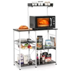 Costway 4-Tier Vintage Kitchen Baker's Rack Utility Microwave Stand W/ Basket & 5 Hooks -Home Style Deals Store GUEST fba57f11 0245 40ff a880 ac62c9016286