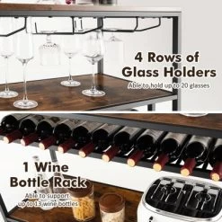 Costway Rustic Wine Rack Table 13 Bottles Wine Bar Cabinet Freestanding With Glass Holder -Home Style Deals Store GUEST fc323432 4583 4c73 9a6a 3b128ea7b8ae