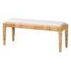 Sofia Rattan And Mahogany Wood Bench White/Natural Brown - Baxton Studio