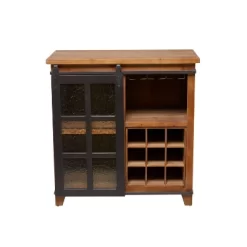 Industrial Wood Standing Wine Rack Brown - Olivia & May