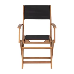 Emma And Oliver Set Of Two Weather Resistant All Natural Acacia Wood Folding Bistro Chairs With Armrests And Textilene Mesh Seats And Backs -Home Style Deals Store GUEST fcb10732 9efe 4a27 8b97 1538480ffe6b