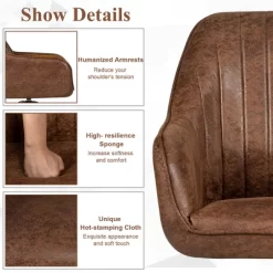 Costway Mid Century Swivel Accent Chair Hot-Stamping Cloth Armchair Retro Brown -Home Style Deals Store GUEST fd9071d5 47ca 402f b464 6b064e36f618