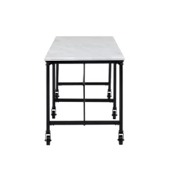 Elda Faux Stone Rolling Kitchen Island Black With White Faux Marble - Aiden Lane -Home Style Deals Store GUEST fdd15f87 f825 43a7 a91b efd9b09952ac