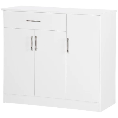 HOMCOM Modern Kitchen Sideboard, Buffet Table With Drawer, Double Door Cabinet And Adjustable Shelves For Living Room, Kitchen, Entryway, White 3 HOMCOM Modern Kitchen Sideboard, Buffet Table With Drawer, Double Door Cabinet And Adjustable Shelves For Living Room, Kitchen, Entryway, White - Image 3