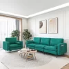 Costway Modern Modular 3-Seat Sofa Couch W/ Side Storage Pocket & Metal Leg Teal