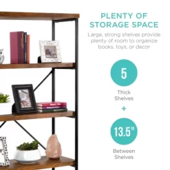 Best Choice Products 5-Tier Rustic Industrial Bookshelf Display Décor Accent W/ Metal Frame, Wood Shelves -Home Style Deals Store GUEST ff4c4cd5 6de1 4bd8 9f68 0f12e8a4b125