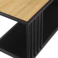 55.5" Modern 4 Shelf With Metal Bar Room Divider Bookcase Coastal Oak/Black - Saracina Home -Home Style Deals Store GUEST ffa6e104 97bb 4319 b27b 600bbe750d80