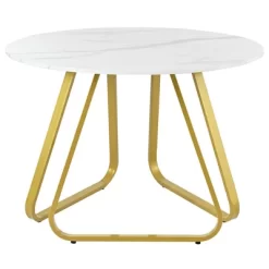 5 PCS Round Dining Table Set With Faux Marble Dining Table And Metal Legs, White-ModernLuxe 19 5 PCS Round Dining Table Set With Faux Marble Dining Table And Metal Legs, White-ModernLuxe -Home Style Deals Store GUEST ffac983b 5d17 43de 91a6 54567ba80479