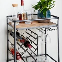 Metal And Wood 2 Tiered Wine Rack Chart Gray - Olivia & May -Home Style Deals Store GUEST ffccc332 d66b 44aa 9698 7ee470cf259f